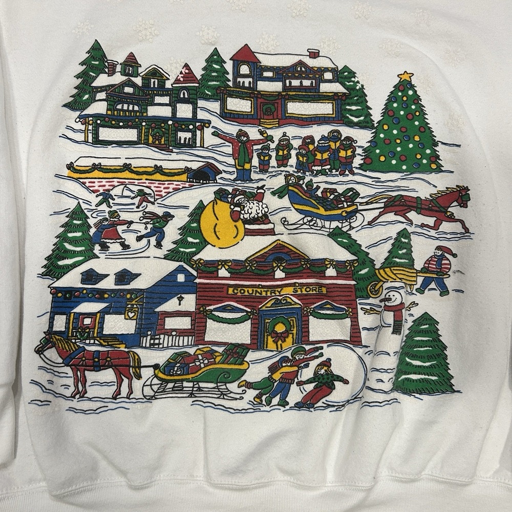 Vintage Fruit Of The Loom Christmas Graphic Crewneck Sweatshirt Adult XL 90s - Picture 2 of 8